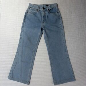 Rag & Bone Crop High Rise Wide Leg Jeans Broken Nelly Light Wash Blue Denim